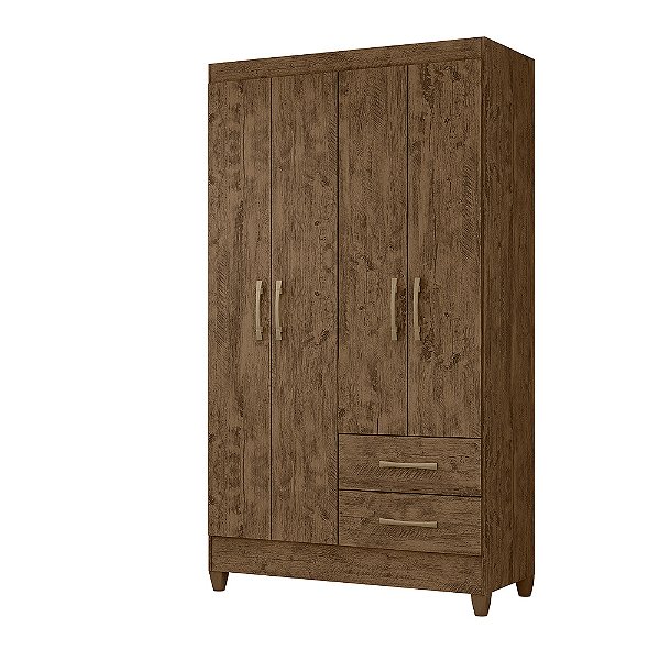 Guarda Roupa 4 Portas 2 Gavetas Castanho Wood Chile