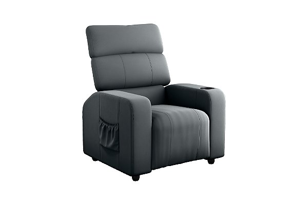 Poltrona Reclinável MX-67 Pulse Veludo Cinza Porta Copo