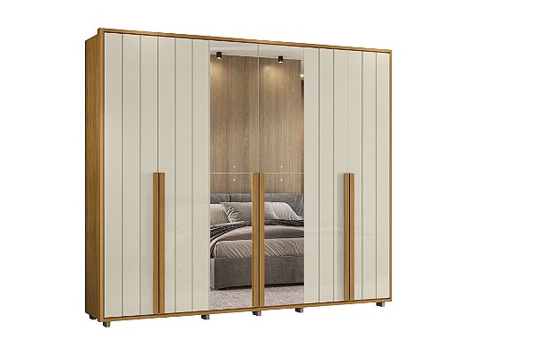Guarda Roupa 6 Portas com Esp Volpi Cinamomo Off White 278cm