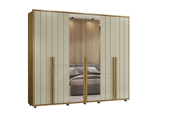 Guarda Roupa 6 Portas com Espelhos Volpi Cumaru Opala 278cm
