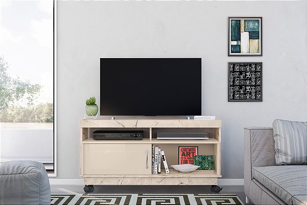 Rack Artur Calacata / Off White com Rodízios 50”