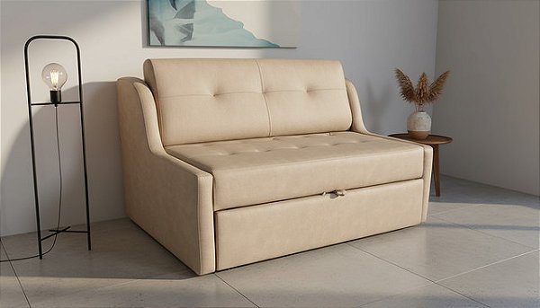 Sofa Cama Reclinavel 2 lugares Naomi Linho Bege