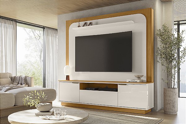 Home Theater Nilo Tv até 75 Polegadas Cinamomo Off White