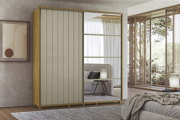 Guarda Roupa Casal Monet Cumaru Opala Ripado 2 Portas