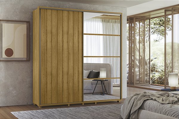 Guarda Roupa Casal Monet Cumaru Ripado 2 Portas