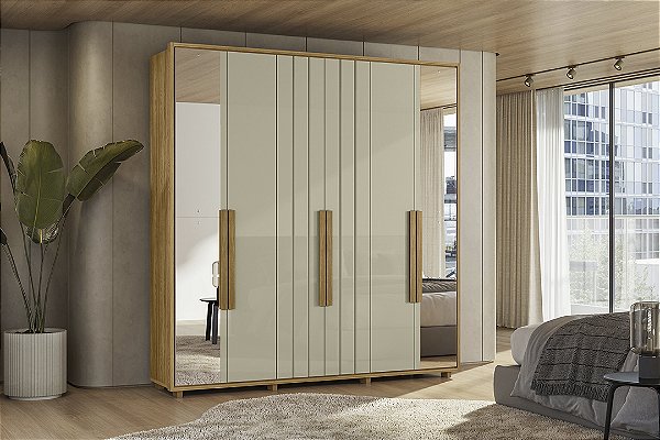 Guarda roupa Casal Veronese 2 Portas Cumaru Opala 6 portas
