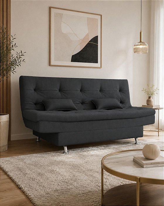 Sofa Cama Salome 3 Lugares sem braços compacto cinza escuro