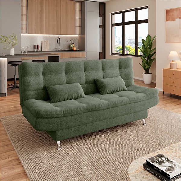 Sofa Cama Salome 3 Lugares sem braços verde compacto