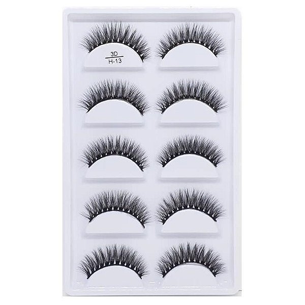 H13 - CARTELA DE CÍLIOS POSTIÇOS 5 PARES 3D