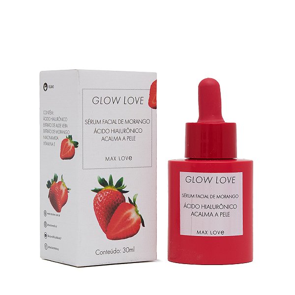 SÉRUM FACIAL GLOW LOVE DE MORANGO ACALMA A PELE - MAX LOVE