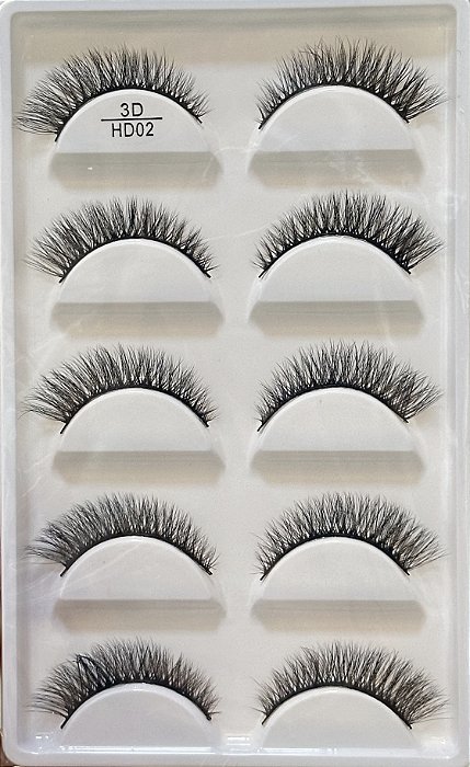 HD02 - CARTELA DE CÍLIOS 5 PARES 3D
