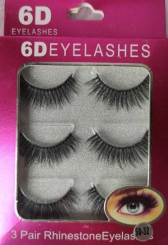 CÍLIOS POSTIÇOS 6D 3 PARES - 6D EYELASHES RHINESTONE EYELASHES