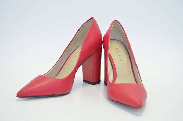 scarpin vermelho salto bloco