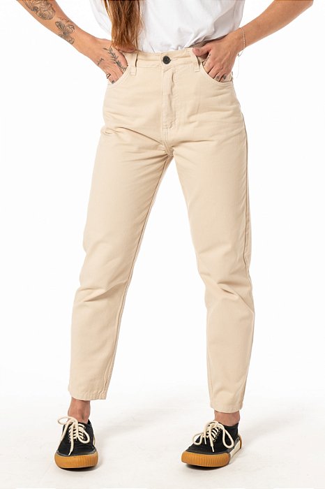 Calça Mom Sarja Hop.oh - Marfim