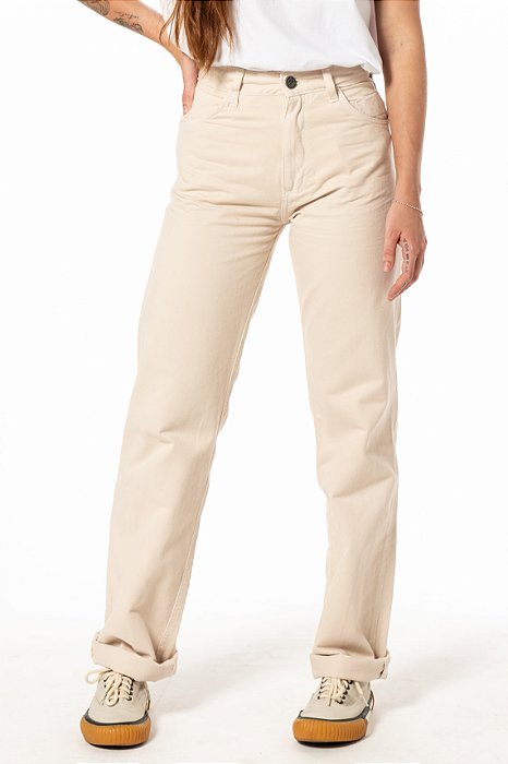 Calça Wide Leg Sarja Hop.oh - Marfim