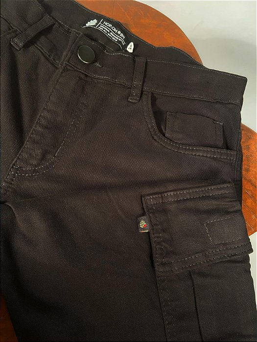 Calça Sarja Cargo Hop.oh - Preta