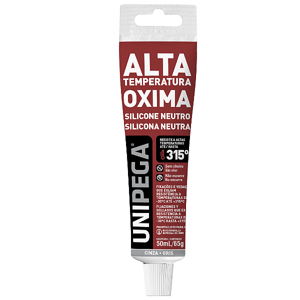 Silicone Neutro Alta Temperatura Oxima Cinza 50ml