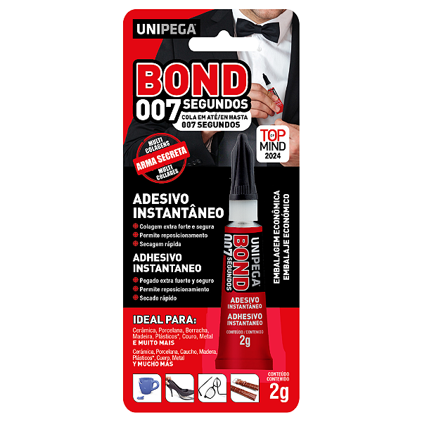 Cola Instantânea Bond 007 Blister 2g