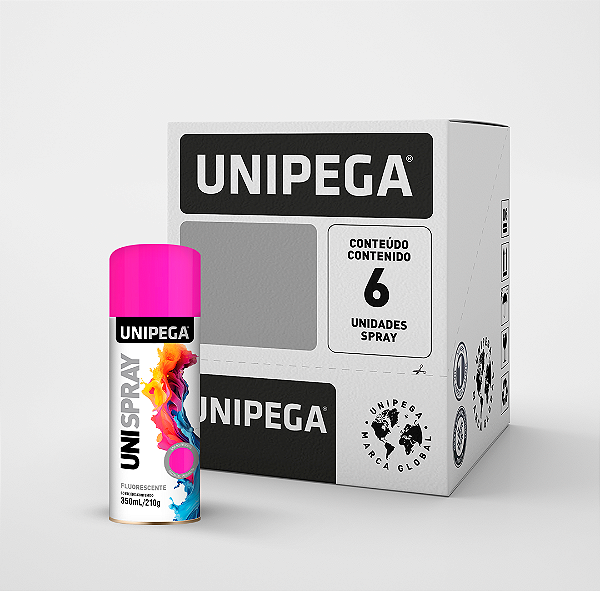 Tinta Spray Fluorescente Pink  350ml/210g - Caixa com 6