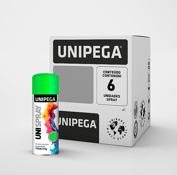 Tinta Spray Fluorescente Verde  350ml/210g - Caixa com 6