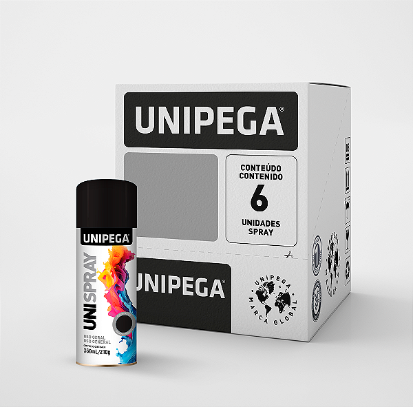 Tinta Spray Uso Geral Preto Fosco 350ml/210g - Caixa com 6