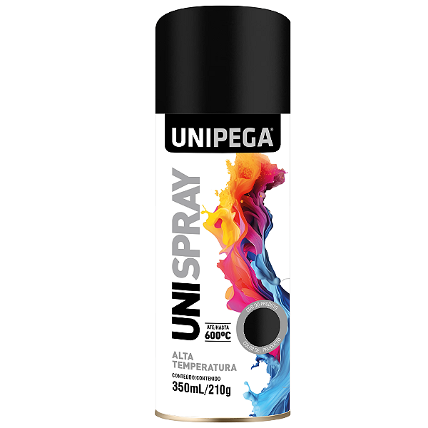 Tinta Spray Alta Temperatura Preto Fosco 600°C 350ml/210g