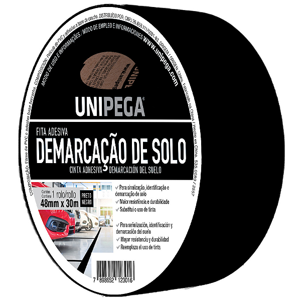 Fita de Demarcação de Solo Preto 48mm x 30m