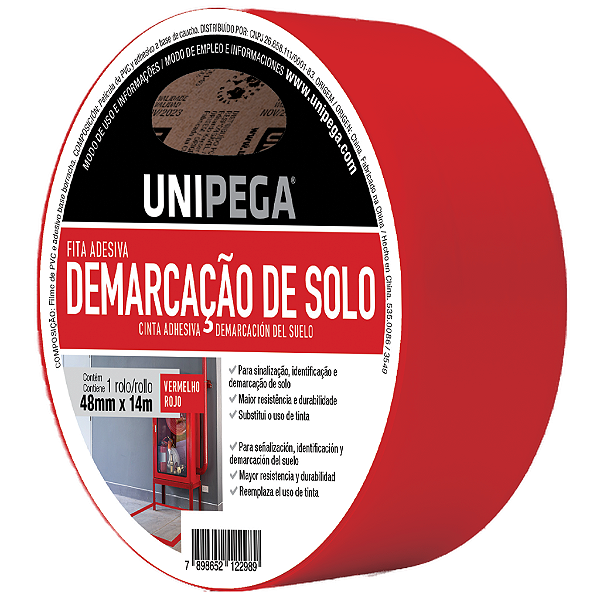 Fita de Demarcação de Solo Vermelho 48mm x 14m