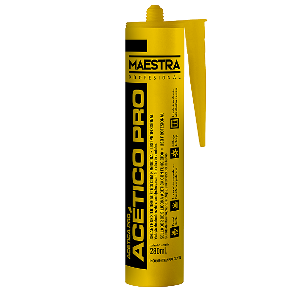 Silicone Acético PRO Preto 280ml Maestra