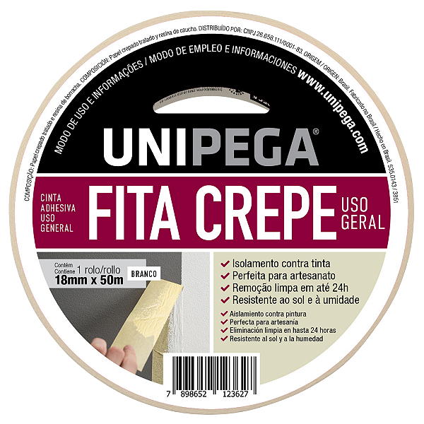 Fita Crepe Uso Geral 18mm x 50m