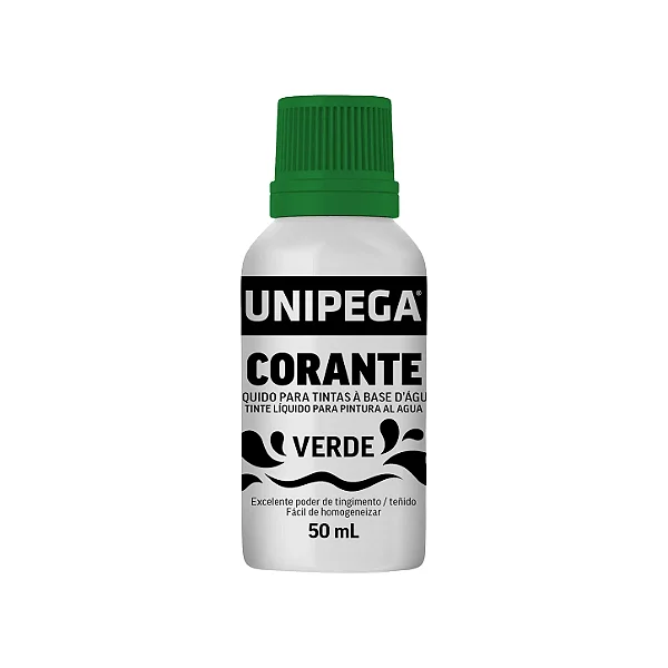 Corante Líquido Unipega Verde 50ml | Pigmento Concentrado para Tintas Látex e Acrílicas - Caixa com 12 unidades