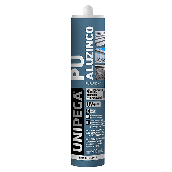 PU Aluzinco Unipega Branco 260g | Selante Especial para Telhas e Calhas de Zinco
