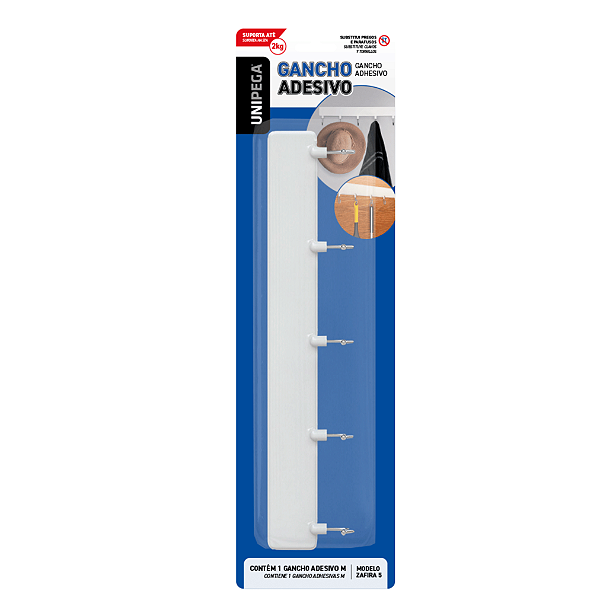 Gancho Adesivo Âmbar Branco até 2kg