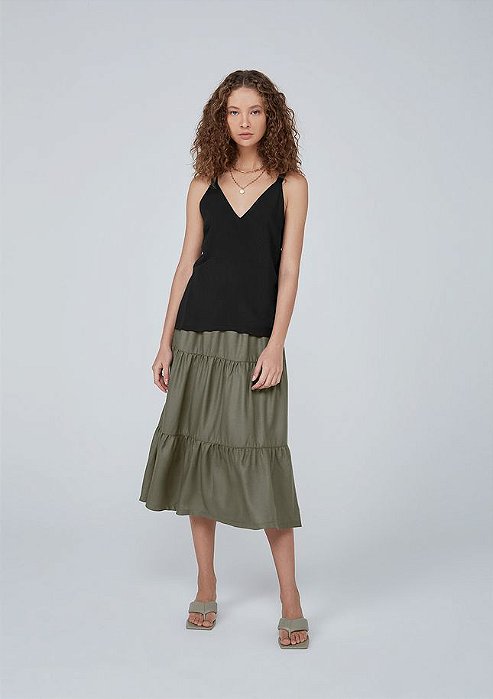 Blusa Regata DZARM Alças Médias Em Tecido De Viscose :)