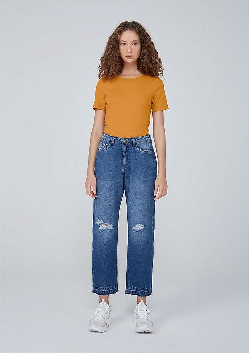 Calça Dzarm wide leg em jeans de algodão e elastano ***