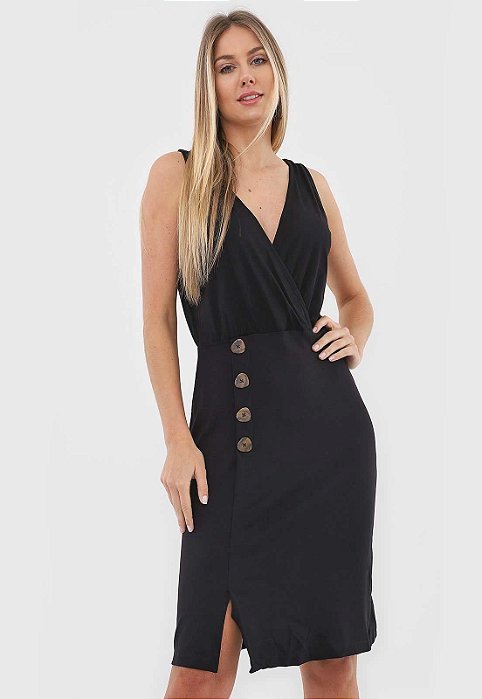 Vestido Dzarm Curto Botões Preto :)