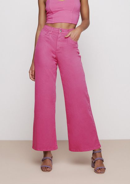 Calça Pantalona Dzarm em sarja com elastano *****