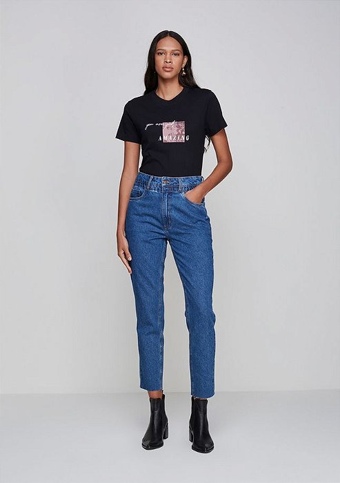 Calça jeans mom  DZARM cintura alta ***