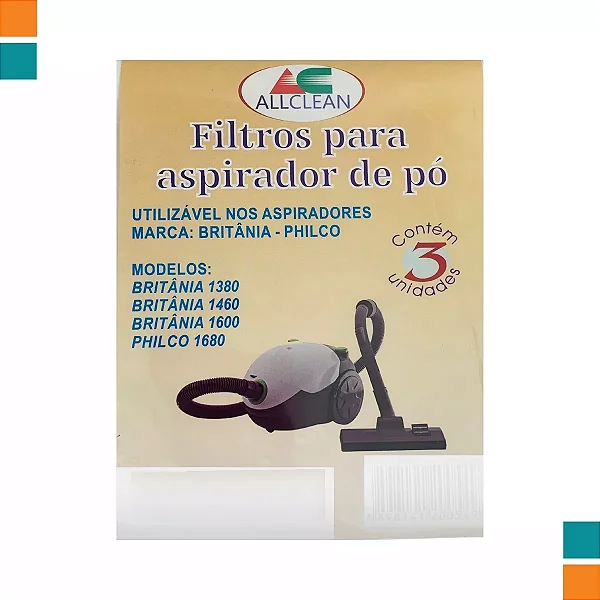 Sacos para Aspirador de Pó Britânia 1380, 1460, 1600 e Philco 1680