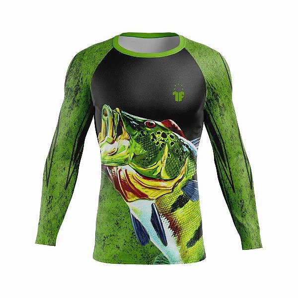 Camiseta de Pesca Esportiva Tucunaré Proteção UV+ Manga Longa