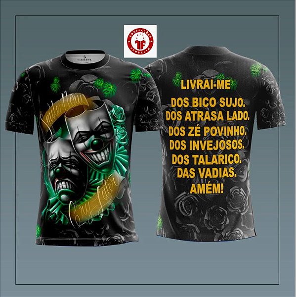 Camisa Quebrada Chora agora ri depois preta frase - FERRACIN - Loja