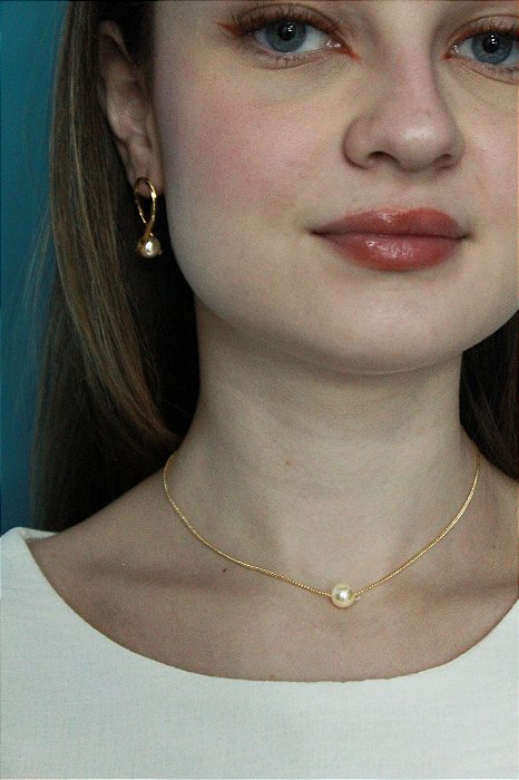 BRINCO DOURADO COM PÉROLA FO
