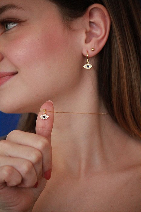 CONJUNTO COLAR E BRINCO OLHO GREGO