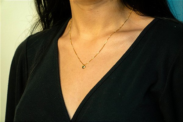COLAR CORAÇÃO PEQUENO BANHADO A OURO