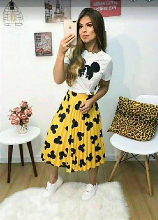 Saia amarela Mickey tam gg
