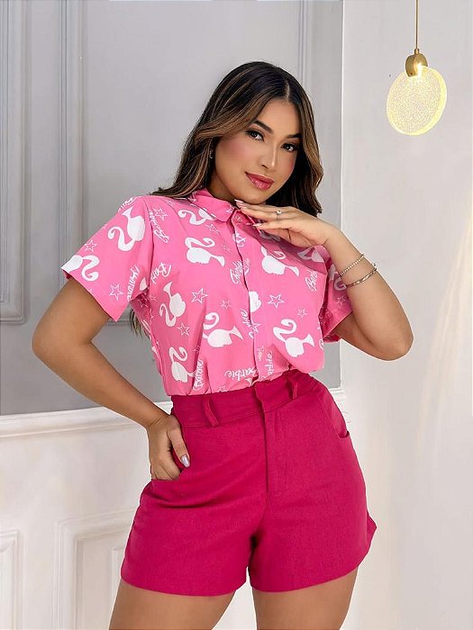 Camisa botao feminina tam único