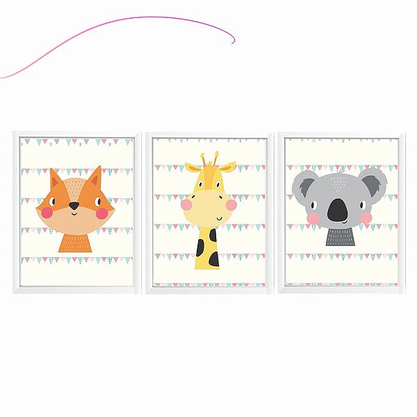 Kit Quadrinhos Animais Decoração Quarto do bebê