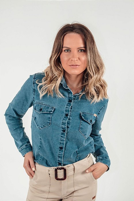 Camisa Jeans Feminina com Moletom - Aero Jeans