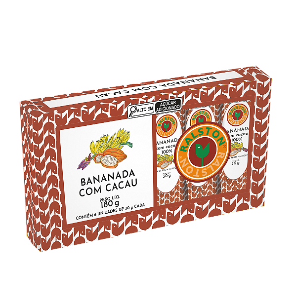 Display com 6x Bananada com Cacau 100% 30g - Ralston