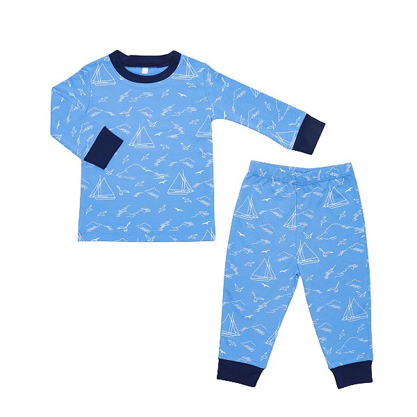 Pijama Veleiro Azul em Algodão Pima Peruano